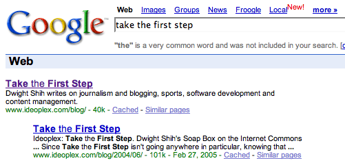 Google search displaying DMOZ Listing