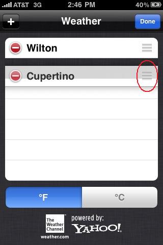 Moving items in an iPhone list